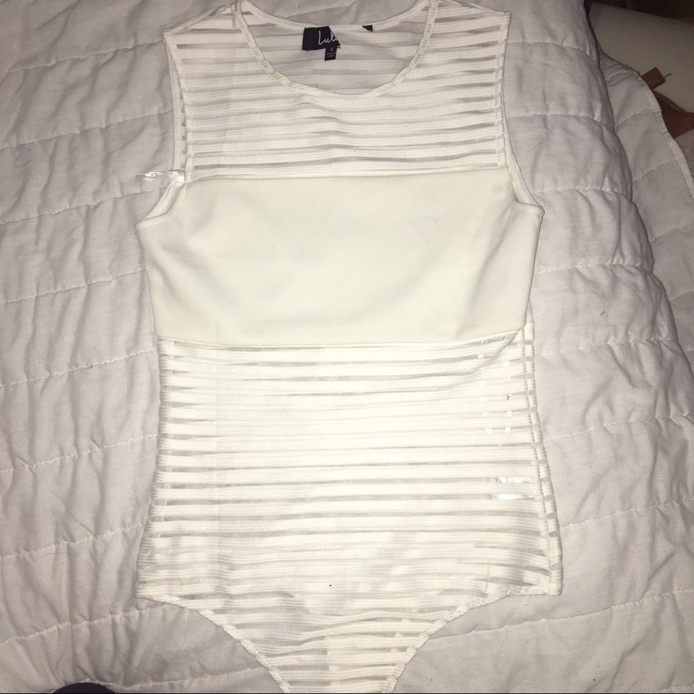 Sheer white bodysuit